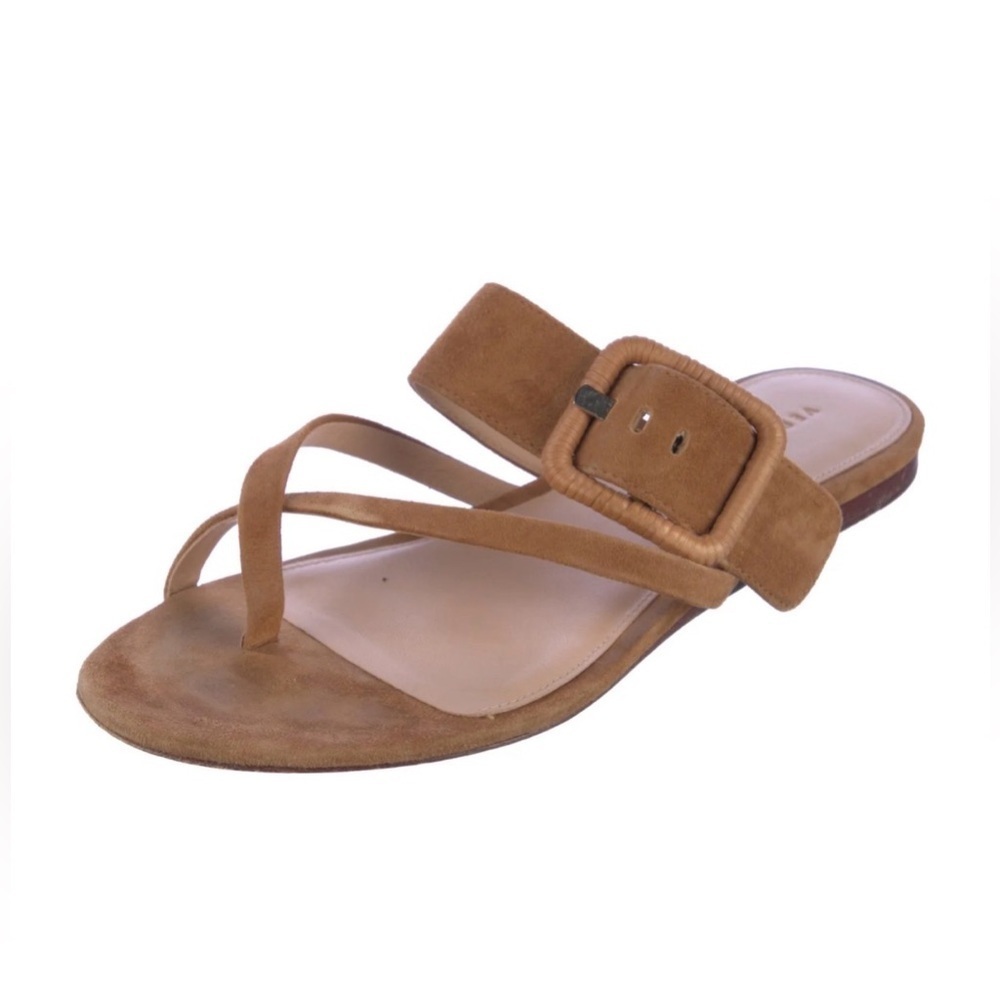 Veronica Beard Salva Raffia Buckle Suede flats - Picture 3 of 7